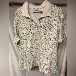 Basic Editions White and Green Polo Golf Shirt